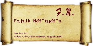 Fojtik Mátyás névjegykártya