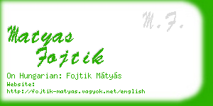 matyas fojtik business card